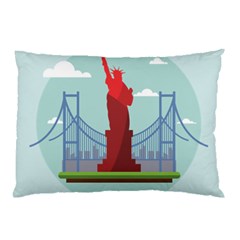 New-york-usa-liberty-landmark Pillow Case by Sudhe