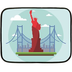 New-york-usa-liberty-landmark Double Sided Fleece Blanket (mini)  by Sudhe