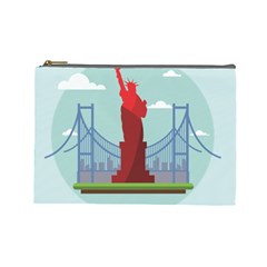 New-york-usa-liberty-landmark Cosmetic Bag (large) by Sudhe