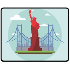 New-york-usa-liberty-landmark Fleece Blanket (medium)  by Sudhe