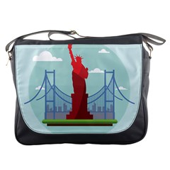 New-york-usa-liberty-landmark Messenger Bag by Sudhe