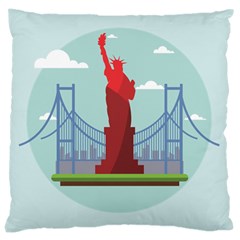 New-york-usa-liberty-landmark Large Cushion Case (one Side) by Sudhe