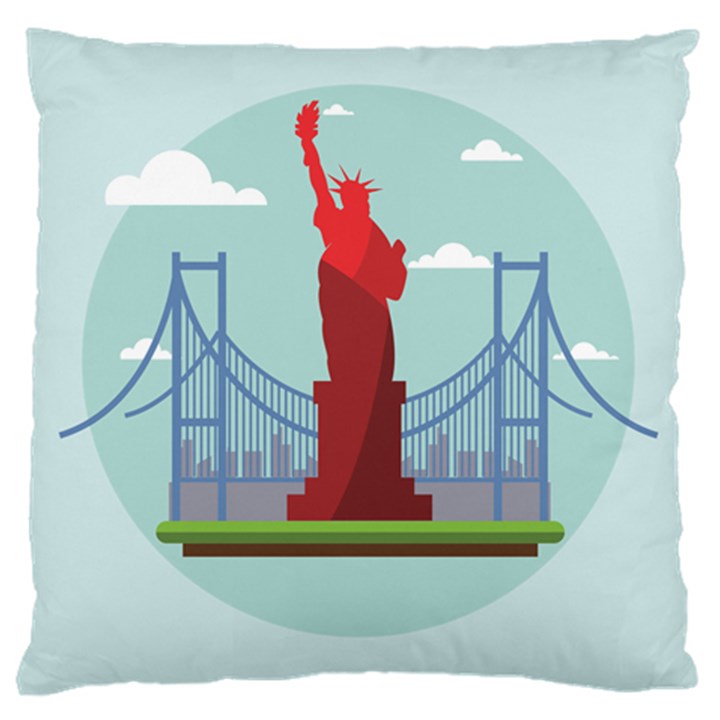 New-york-usa-liberty-landmark Large Cushion Case (One Side)