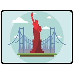 New-york-usa-liberty-landmark Double Sided Fleece Blanket (large)  by Sudhe