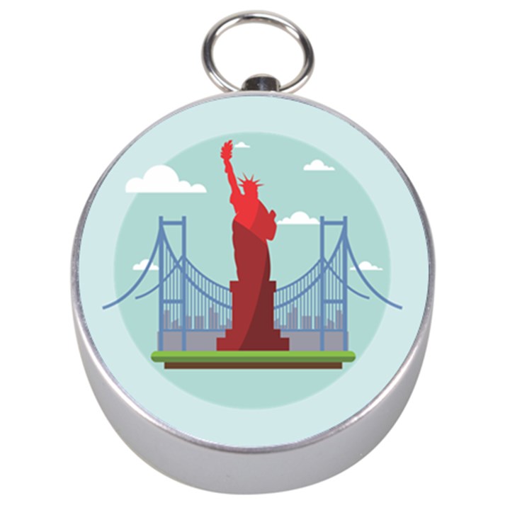 New-york-usa-liberty-landmark Silver Compasses