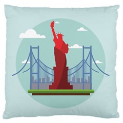 New-york-usa-liberty-landmark Large Flano Cushion Case (two Sides) by Sudhe