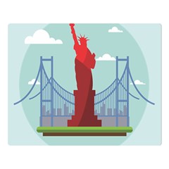 New-york-usa-liberty-landmark Double Sided Flano Blanket (large)  by Sudhe