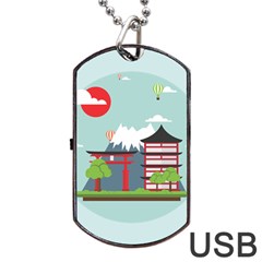 Japan-landmark-landscape-view Dog Tag Usb Flash (one Side) by Sudhe