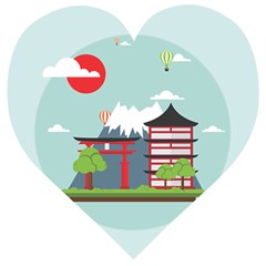 Japan-landmark-landscape-view Wooden Puzzle Heart by Sudhe