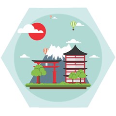 Japan-landmark-landscape-view Wooden Puzzle Hexagon by Sudhe