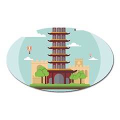 China-landmark-landscape-chinese Oval Magnet by Sudhe