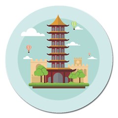 China-landmark-landscape-chinese Magnet 5  (round) by Sudhe