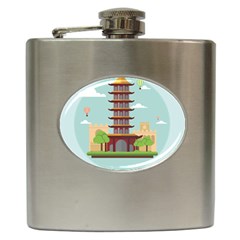 China-landmark-landscape-chinese Hip Flask (6 Oz) by Sudhe