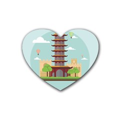 China-landmark-landscape-chinese Heart Coaster (4 Pack)  by Sudhe