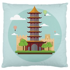 China-landmark-landscape-chinese Large Cushion Case (two Sides) by Sudhe