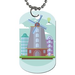 Amsterdam-landmark-landscape Dog Tag (two Sides) by Sudhe