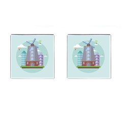 Amsterdam-landmark-landscape Cufflinks (square) by Sudhe