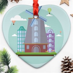 Amsterdam-landmark-landscape Heart Ornament (two Sides) by Sudhe