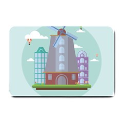 Amsterdam-landmark-landscape Small Doormat  by Sudhe