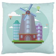 Amsterdam-landmark-landscape Large Cushion Case (one Side) by Sudhe