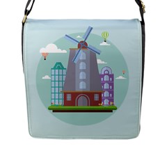 Amsterdam-landmark-landscape Flap Closure Messenger Bag (l) by Sudhe