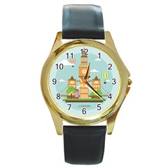 London-watch-landmark-england Round Gold Metal Watch by Sudhe