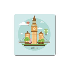 London-watch-landmark-england Square Magnet by Sudhe