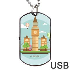 London-watch-landmark-england Dog Tag Usb Flash (one Side) by Sudhe