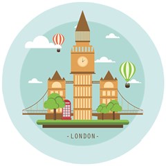 London-watch-landmark-england Wooden Puzzle Round by Sudhe