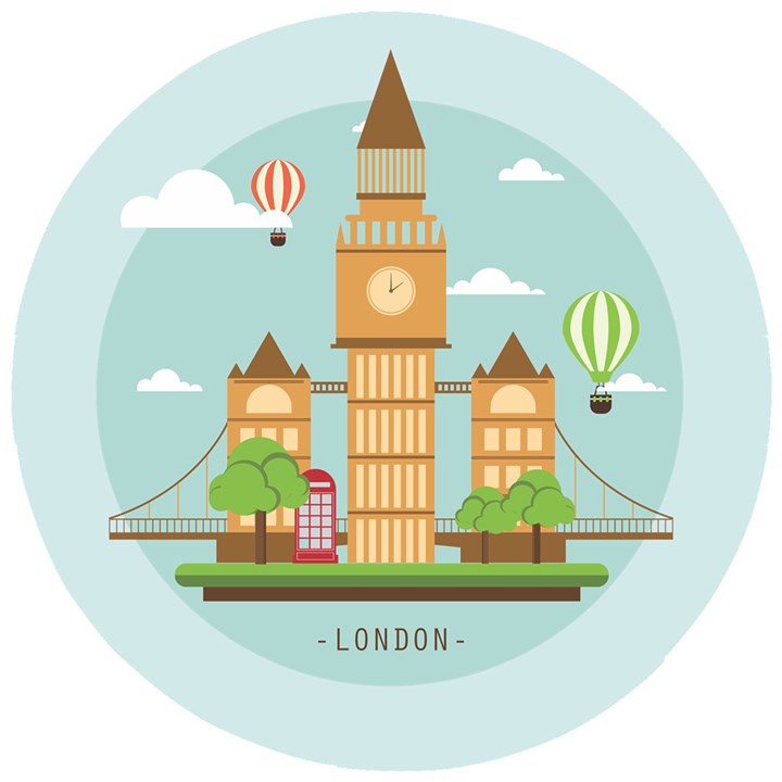 London-watch-landmark-england Wooden Puzzle Round