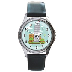 Roma-landmark-landscape-italy-rome Round Metal Watch by Sudhe