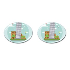 Roma-landmark-landscape-italy-rome Cufflinks (oval) by Sudhe