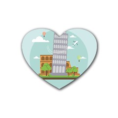 Roma-landmark-landscape-italy-rome Rubber Coaster (heart)  by Sudhe