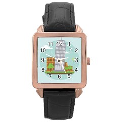 Roma-landmark-landscape-italy-rome Rose Gold Leather Watch  by Sudhe