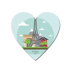 Paris-france-french-europe-travel Heart Magnet by Sudhe