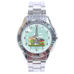 Paris-france-french-europe-travel Stainless Steel Analogue Watch by Sudhe