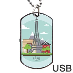 Paris-france-french-europe-travel Dog Tag Usb Flash (one Side) by Sudhe