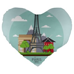 Paris-france-french-europe-travel Large 19  Premium Heart Shape Cushions by Sudhe