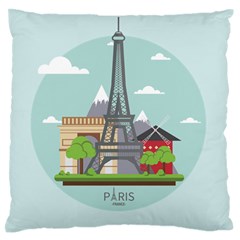 Paris-france-french-europe-travel Large Flano Cushion Case (one Side) by Sudhe