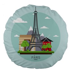 Paris-france-french-europe-travel Large 18  Premium Flano Round Cushions by Sudhe