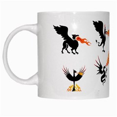 Dragon-phoenix-fire-bird-ancient White Mugs by Sudhe