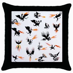 Dragon-phoenix-fire-bird-ancient Throw Pillow Case (black) by Sudhe