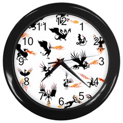 Dragon-phoenix-fire-bird-ancient Wall Clock (black) by Sudhe