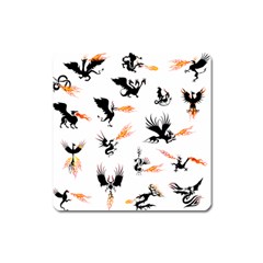 Dragon-phoenix-fire-bird-ancient Square Magnet by Sudhe