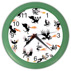 Dragon-phoenix-fire-bird-ancient Color Wall Clock by Sudhe