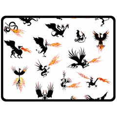 Dragon-phoenix-fire-bird-ancient Fleece Blanket (large)  by Sudhe