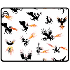 Dragon-phoenix-fire-bird-ancient Fleece Blanket (medium)  by Sudhe