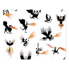 Dragon-phoenix-fire-bird-ancient Double Sided Flano Blanket (large)  by Sudhe