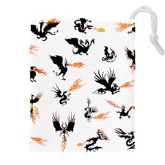 Dragon-phoenix-fire-bird-ancient Drawstring Pouch (5xl) by Sudhe