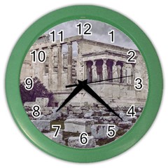 Erechtheum Temple, Athens, Greece Color Wall Clock by dflcprintsclothing